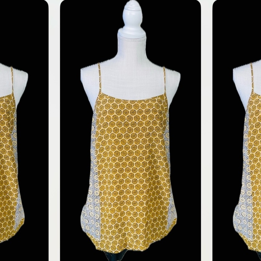 JOIE | S | Silk Honeycomb Mustard Floral Spaghetti Strap Camisole Dress